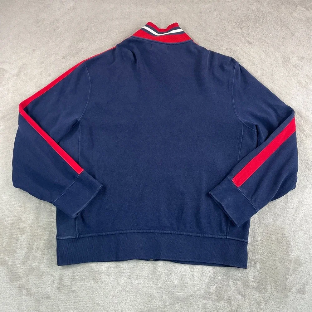 Polo Ralph Lauren Equestrian Crest Logo Track Jacket Men XL‎ Blue Full Zip Heavy